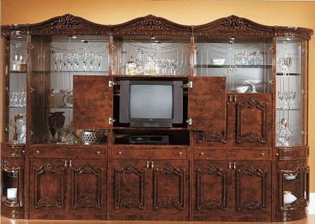 Vaisselier 5 pièces bois marbré foncé laqué Mercy 2