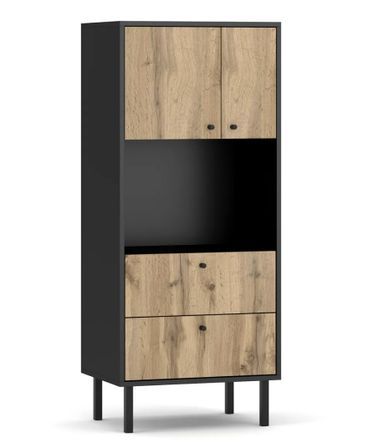 Vaisselier bois clair et noir Pakas 57 cm