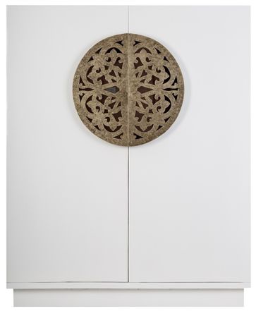 Vaisselier oriental bois de mindi blanc et doré Zelda
