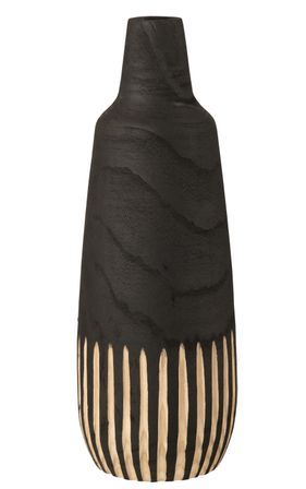 Vase bouteille avec ligne noir et naturel D 20 cm