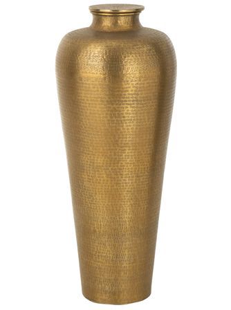 Vase cylindre contemporain en aluminium doré VAZILA – H 101 cm
