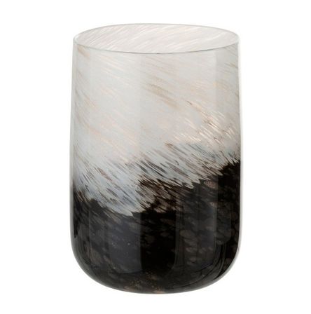 Vase cylindrique verre noir et blanc Narsh 16 cm - Lot de 3