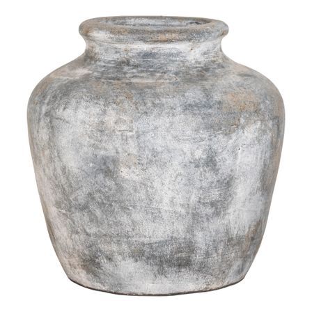 Vase décoratif antique en terre cuite gris clair SANTO – H 30 cm