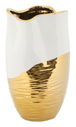 Vase décoratif céramique blanche dorée design NUXE