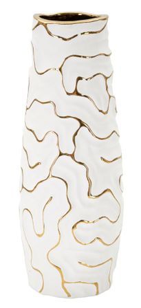 Vase décoratif céramique blanche lignes dorées compact LIA