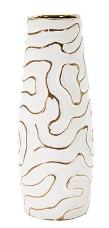 Vase décoratif céramique blanche lignes dorées élégant LIA