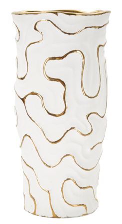 Vase décoratif céramique blanche lignes dorées LIA