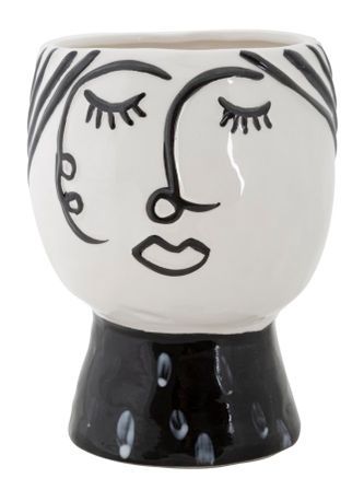 Vase décoratif porcelaine blanche visage féminin élégant FACE