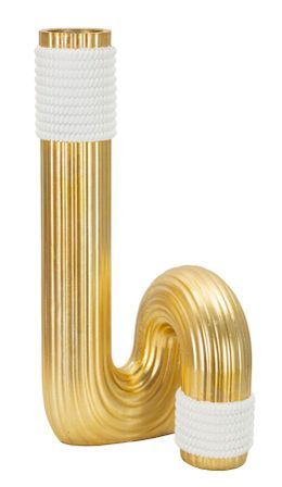 Vase décoratif résine dorée blanc design SULLY