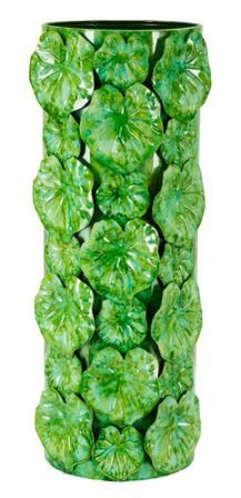 Vase décoratif vert en résine effet relief Feuille
