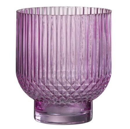 Vase rond verre rose Ocel H 22 cm