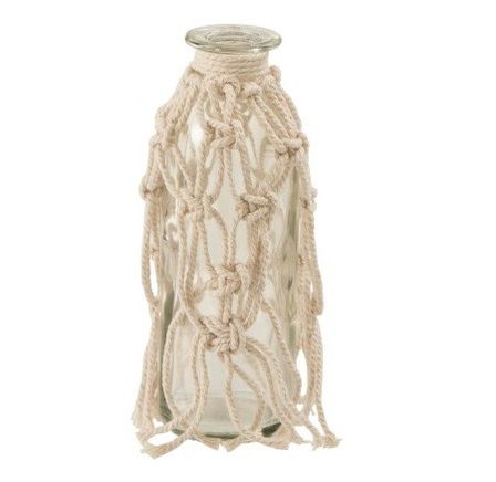 Vase verre transparent et corde beige Corali H 16 cm