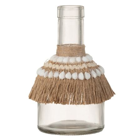 Vase verre transparent et jute naturel Liray