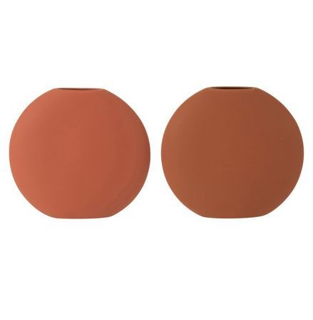 Vases rond céramique marron Indie - Lot de 2