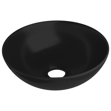 Vasque à poser de salle de bain rond en céramique noir mat