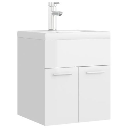 Vasque avec lavabo intégré 41 cm Blanc brillant 2