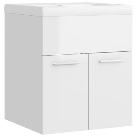 Vasque avec lavabo intégré 41 cm Blanc brillant
