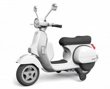 Vespa électrique blanc pour enfant avec petites roues d'entrainement