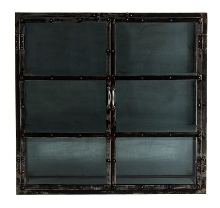 Vitrine 2 portes métal noir vieilli Santok