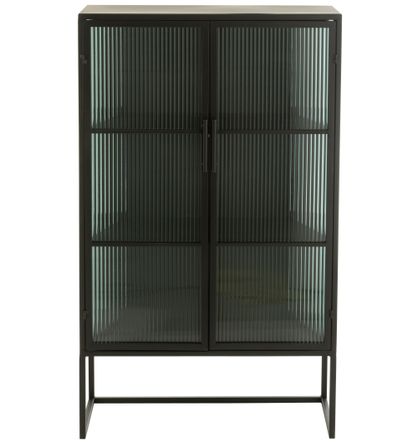 Vitrine 2 portes métal verre noir Alice H 126 cm