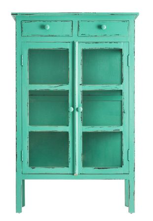 Vitrine 2 portes orme massif vert Melina