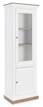 Vitrine en bois de manguier blanc 2 portes Lony L 60 cm