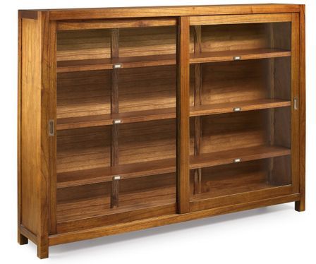 Vitrine en bois massif de Mindy 2 portes coulissantes 3 étagères Orka 120 cm