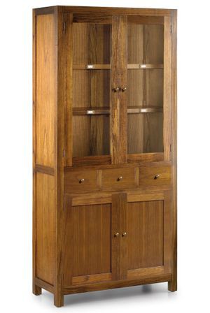 Vitrine en bois massif de Mindy 4 portes 3 tiroirs Orka 120 cm