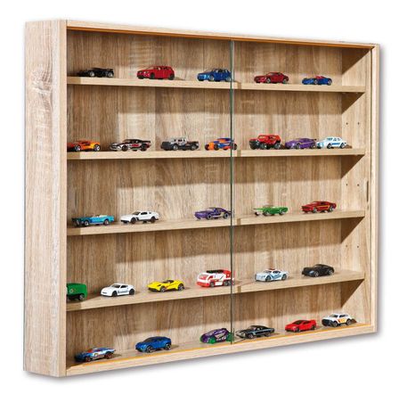 Vitrine murale pour miniatures 5 niveaux bois chêne clair Colec