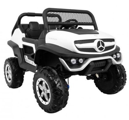 Voiture enfant électrique Mercedes Unimog blanc 4 roues motrices