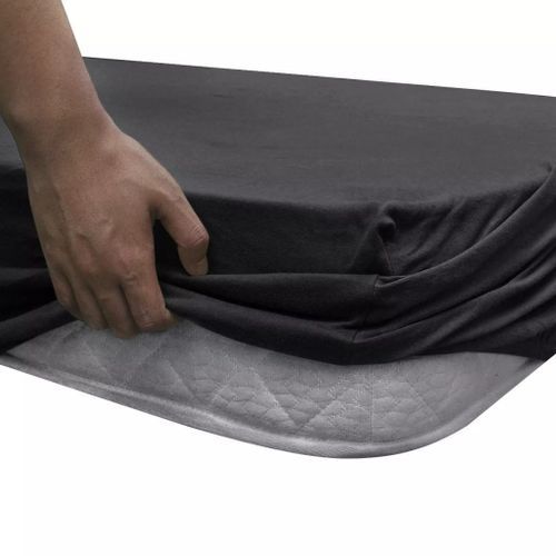 2 draps-housses anthracite en jersey de coton 90 x190 - 100 x 200 cm - Photo n°3; ?>