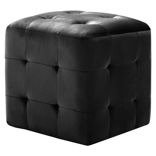 2 pcs Tables de chevet Noir 30x30x30 cm Tissu velours - Photo n°2; ?>