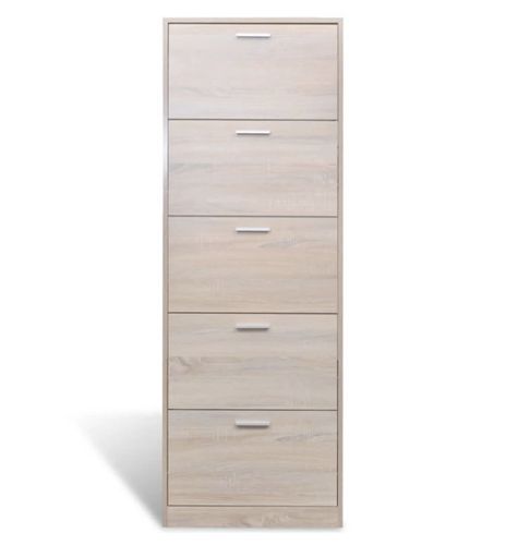 Armoire à chaussures en bois Puerto L 59 x H 169 x P 17 cm – 5 portes rabattables - Photo n°2; ?>