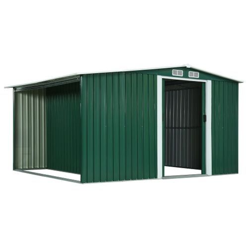 Abri de jardin avec portes Vert 329,5x259x178 cm Acier - Photo n°2; ?>