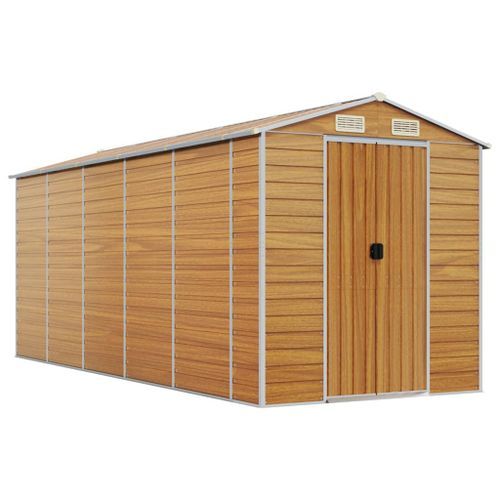 Abri de jardin marron clair 191x470x198 cm acier galvanisé - Photo n°2; ?>