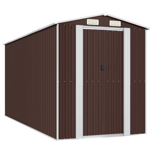 Abri de jardin Marron foncé 192x440x223 cm Acier galvanisé - Photo n°2; ?>