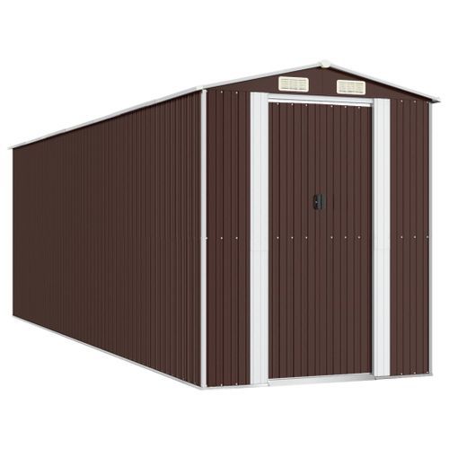Abri de jardin Marron foncé 192x606x223 cm Acier galvanisé - Photo n°2; ?>
