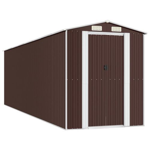 Abri de jardin Marron foncé 192x689x223 cm Acier galvanisé - Photo n°2; ?>