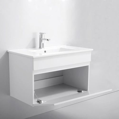 ALBAN salle de bain simple vasque avec miroir L 80 cm - Blanc brillant - Photo n°3; ?>