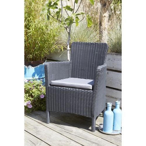 Allibert Chaise de salle a manger de jardin Trenton Graphite - Photo n°3; ?>