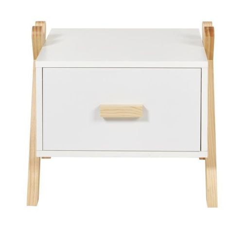 AMAROK Chevet enfant - Pin massif et MDF - Blanc/naturel - Style scandinave - L 46 cm - Photo n°2; ?>