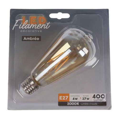 AMPOULE LED FILAMENT AMBREE - FORME POIRE - ST64 - 4W E27 SMD CERAMIQUE - Photo n°2; ?>