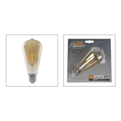 AMPOULE LED FILAMENT AMBREE - FORME POIRE - ST64 - 4W E27 SMD CERAMIQUE - Photo n°3; ?>