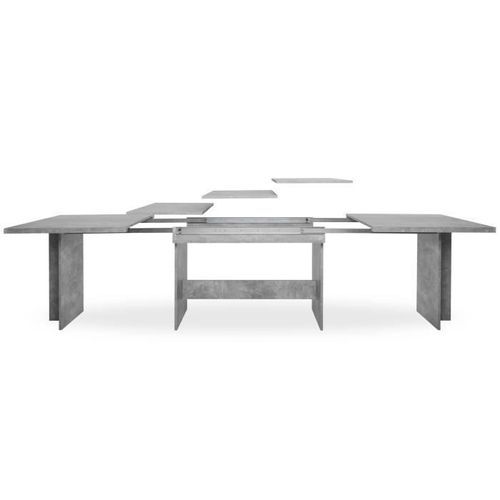 ANCONA Table a manger extensible de 8 a 12 personnes classique effet béton structuré - L 160 / 310 x l 90 cm - Photo n°3; ?>