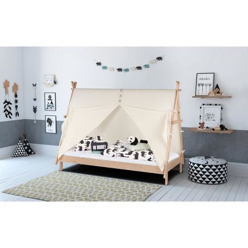 APACHE Lit enfant cabane scandinave - Bois et placage pin - l 90 x L 200 cm - Photo n°3; ?>