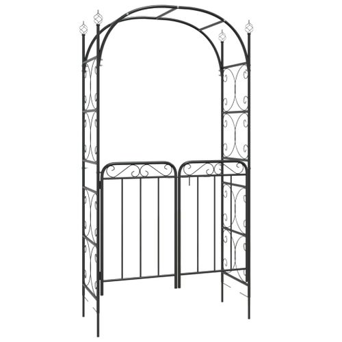 Arche de jardin avec portail noir 108x45x235 cm acier - Photo n°2; ?>