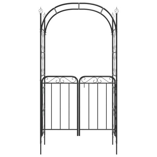 Arche de jardin avec portail noir 108x45x235 cm acier - Photo n°3; ?>