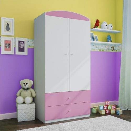Armoire 2 portes enfant rose Drimy - Photo n°3; ?>