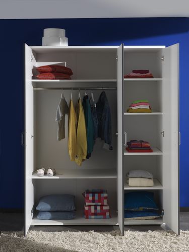 Armoire 3 portes bois blanc et gris Kuzo - Photo n°2; ?>