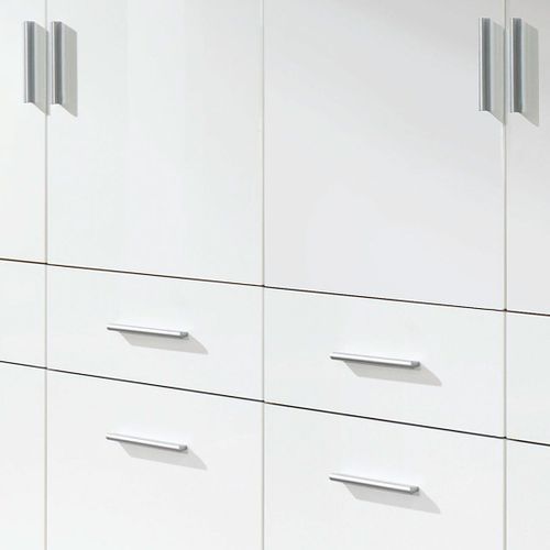 Armoire 4 portes 8 tiroirs blanc brillant et chêne Sonoma Bello - Photo n°3; ?>